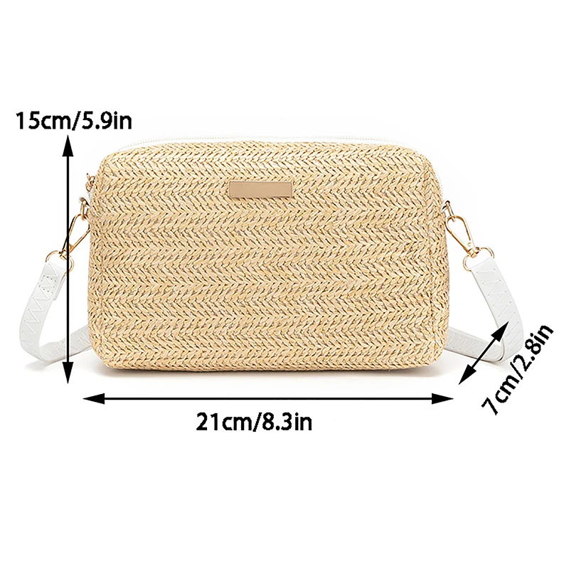 5 Colors Womens Cross Body Bag Soft Woven Straw Knitted Shoulder Bags Bohemia Beach Bag Small Solid Mobile Phone Coin Purse