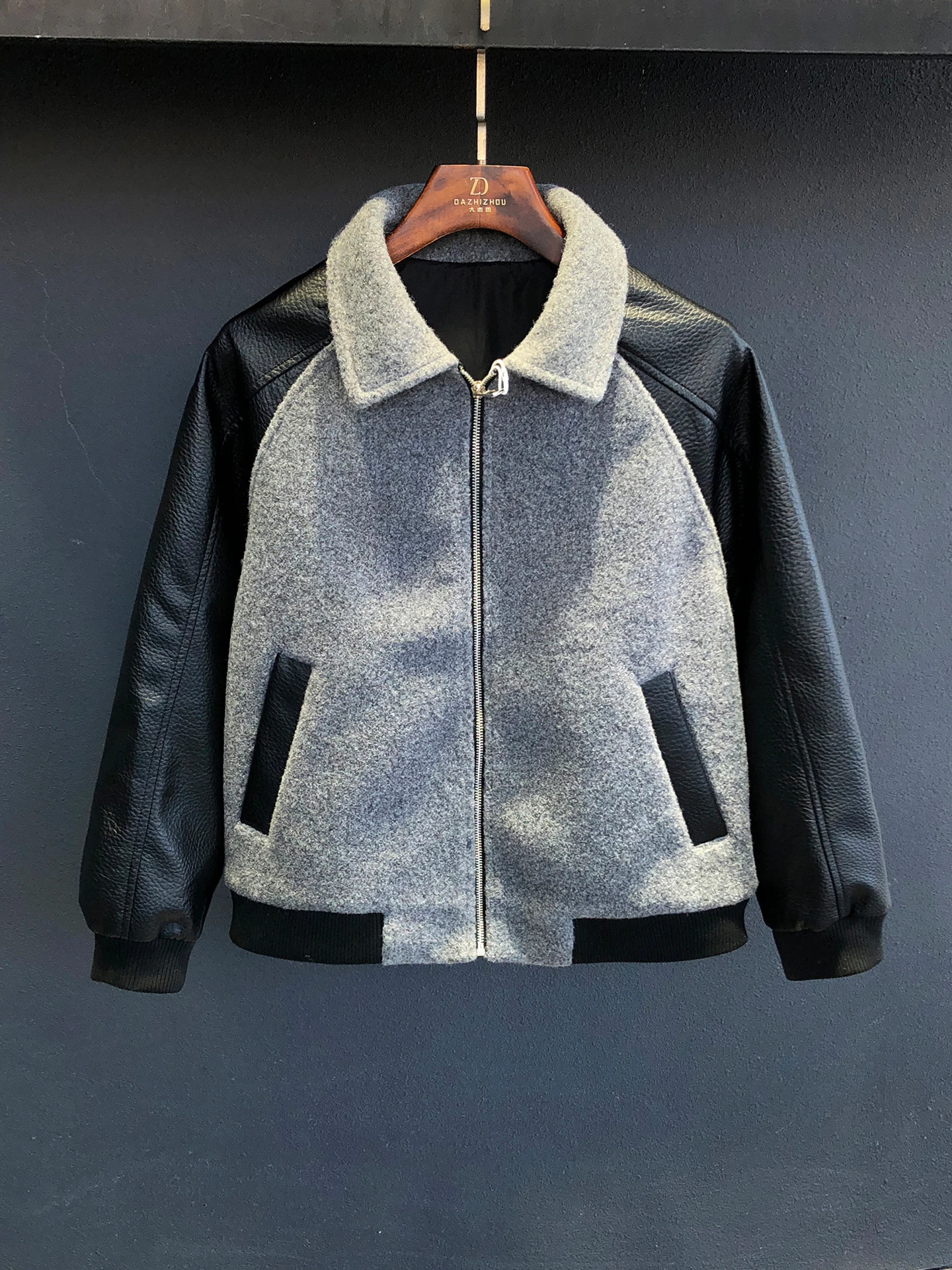 

Новая осенне-зимняя мужская утепленная куртка из шерсти и хлопка с воротником из искусственной кожи и твидовыми вставками, модный бренд