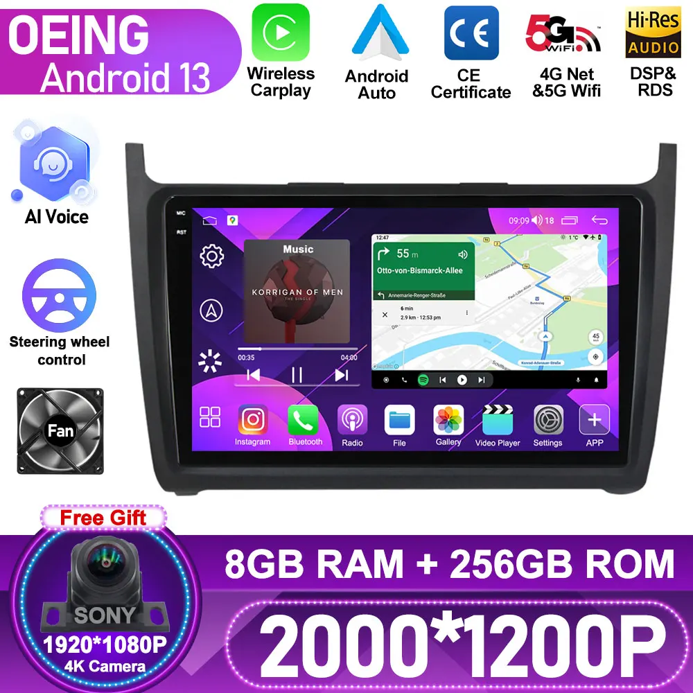 

Android For Volkswagen POLO 5 2008 - 2020 Car Radio Multimedia Video Player Navigation Touchscreen Carplay GPS No 2din 2 din dvd