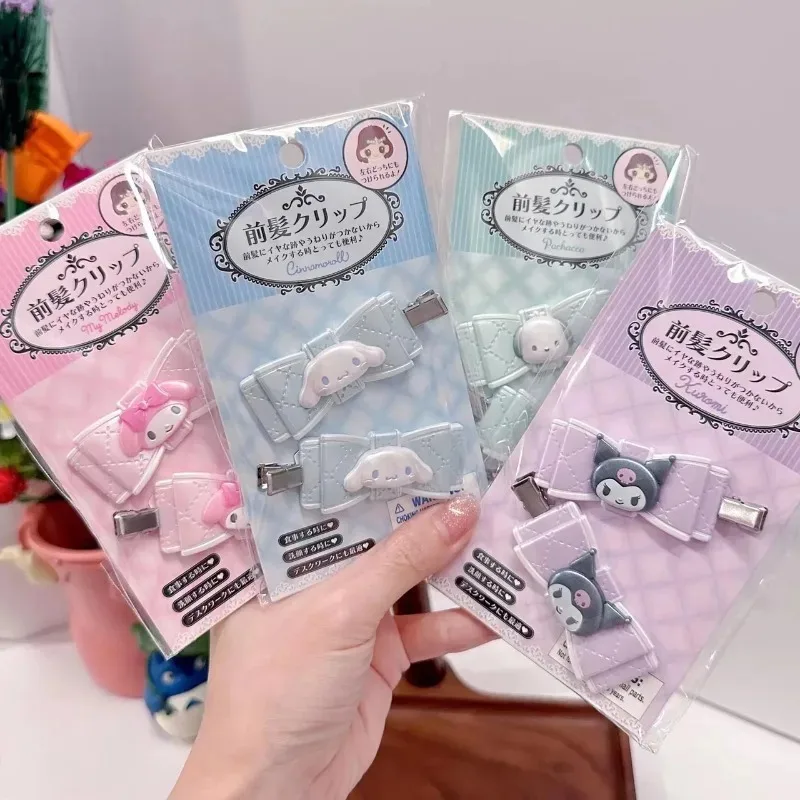 2 قطع سانريوس دبابيس الشعر الكرتون مرحبا كيتي الأسود الجمال دبابيس الشعر لطيف القرفة لفة دبابيس الشعر للأطفال الفتيات هدية