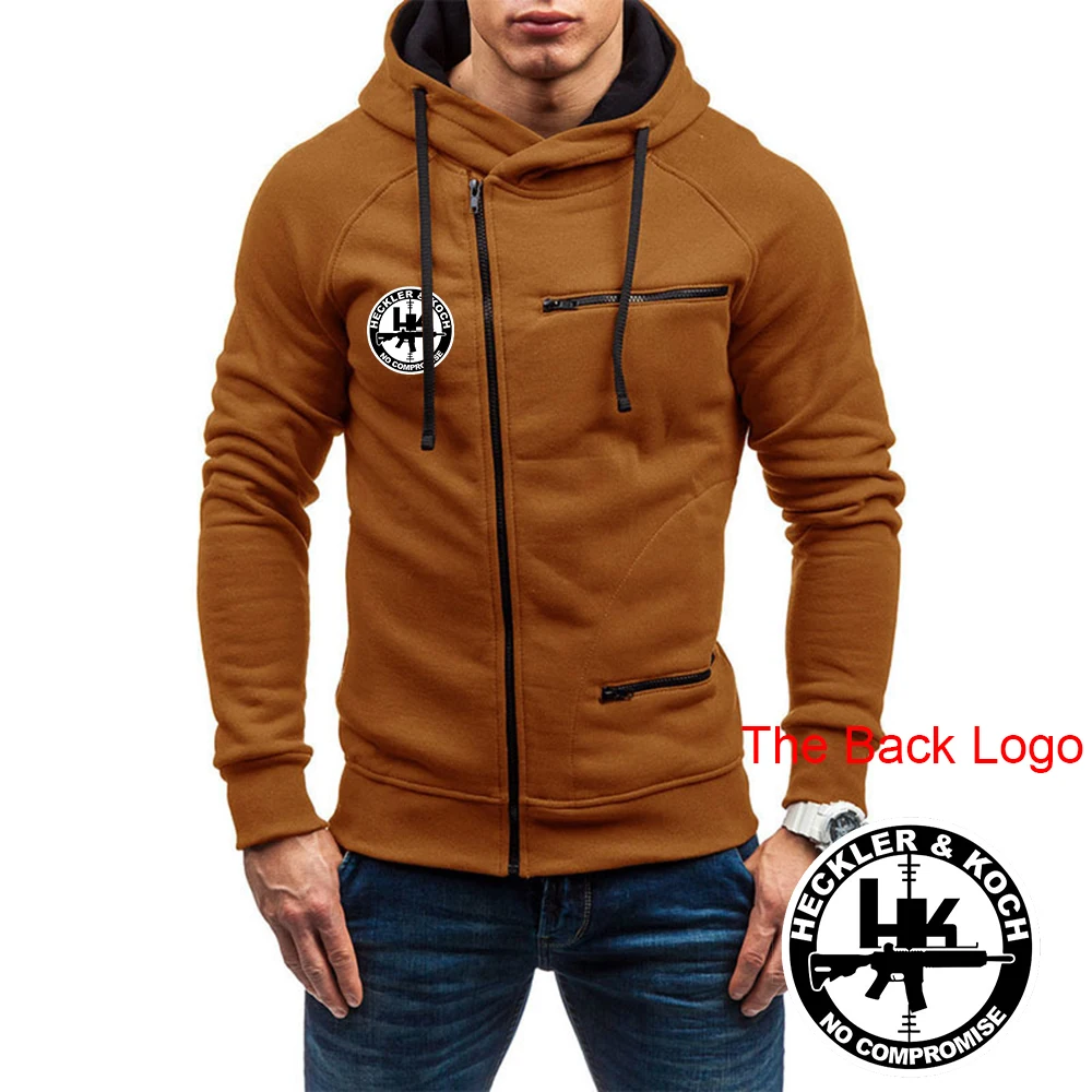 

2025 Leisure Fashion Jacket Spring And Autumn Slim Windproof Coat Man's Heckler Koch Hk Logo Print Comfortable Zipper Hoodies