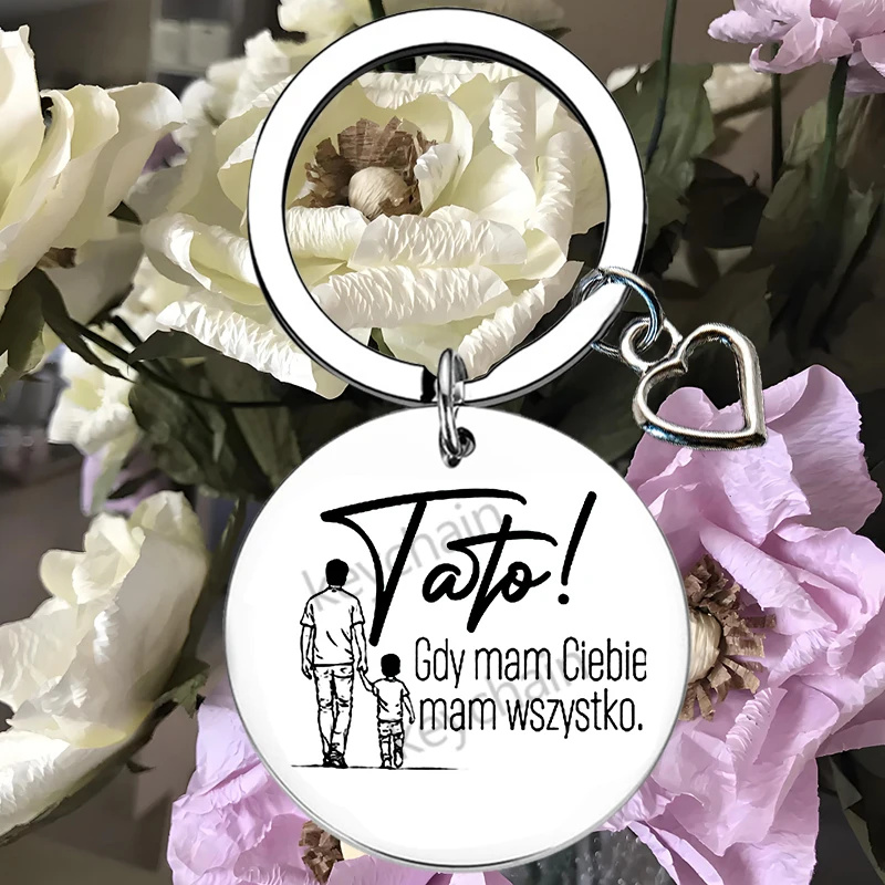 Polish Father Stepdad Papa Keychain Pendant Father's Day Daddy Dad Birthday Christmas Key Chain Keyrings