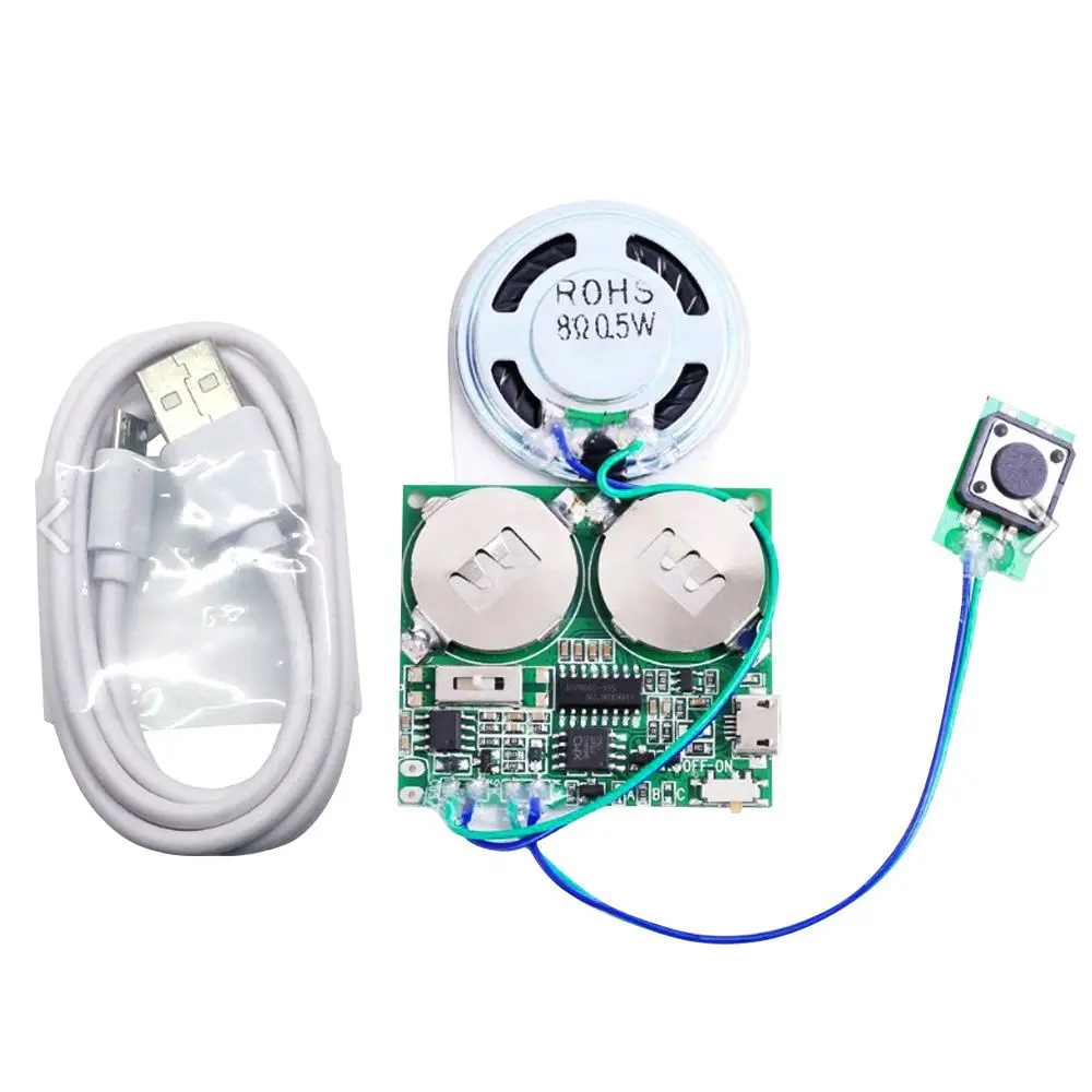 Recordable Sound Module Button Control Sound Chip 8M Micro USB MP3 Music Voice Player Programmable Board with Speaker for DIY