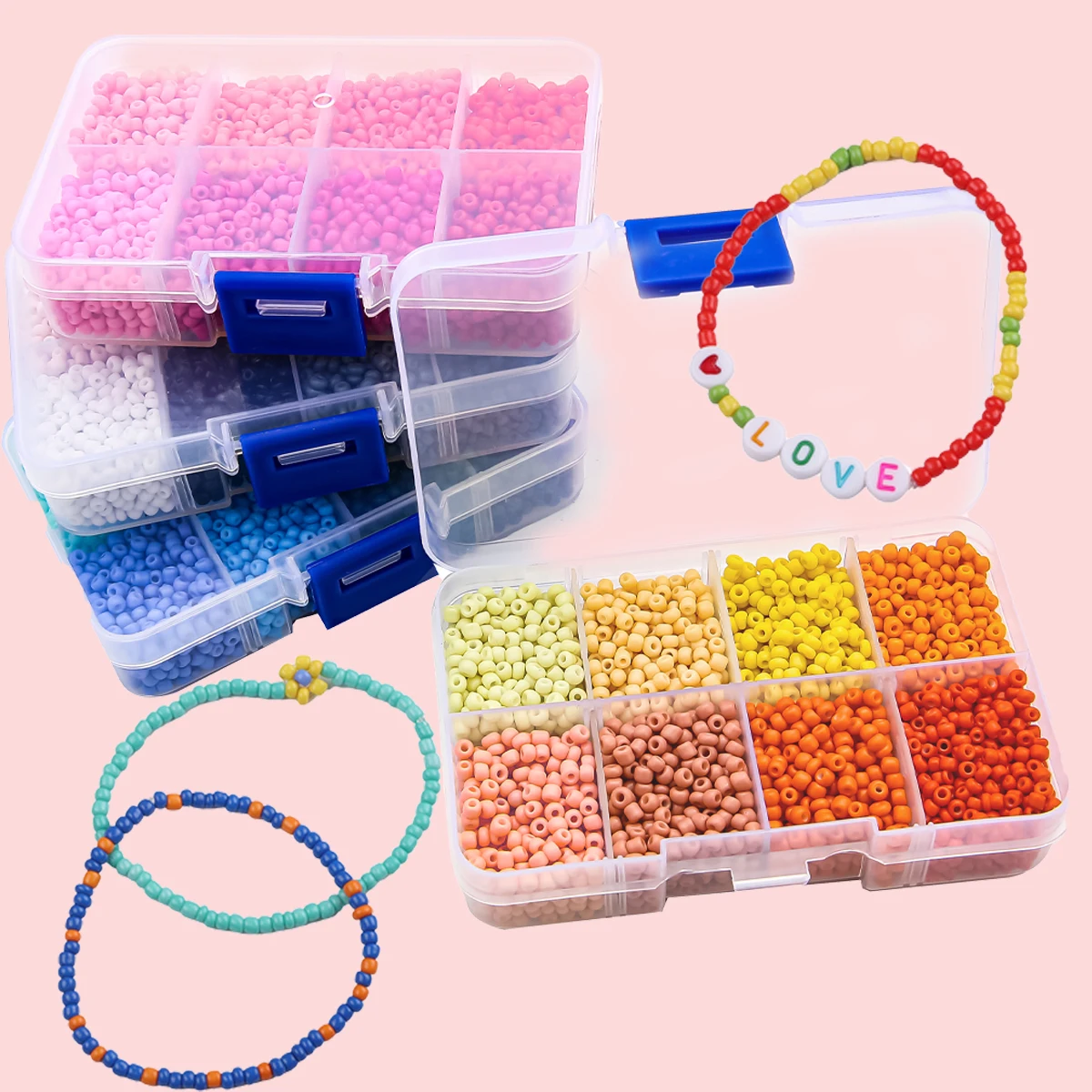 Ca. 3400 stücke Glas einfarbige Back farbe, Reis perlen, lose Perlen materialien, hand gefertigte DIY-Perlen, Halsketten zubehör, gem