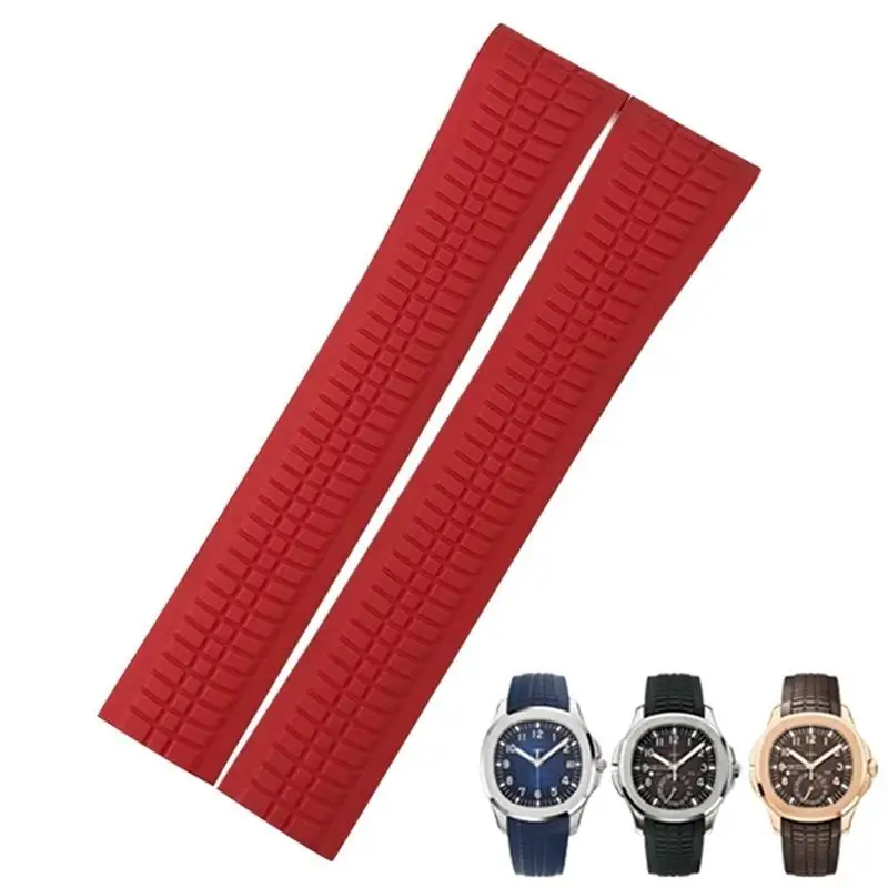 HAODEE Rubber Strap Metal Pin 21mm Watch Band Fit For PATEK 5167A 5167R AQUANAUT Philippe PP Brown Waterproof Bracelets