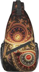 Paisley Trippy Sling Crossbody Backpack Sling Bag for Men Women Sling Bag with Water Bottle Holder for Travel Shoulder Chest Bag