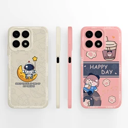 Cases For Huawei Honor X8A X8 X7A X6A Lovely Astronaut Liquid Durable Shockproof Anti-fall Shell For honor x8a x8 x7a x6a Coque