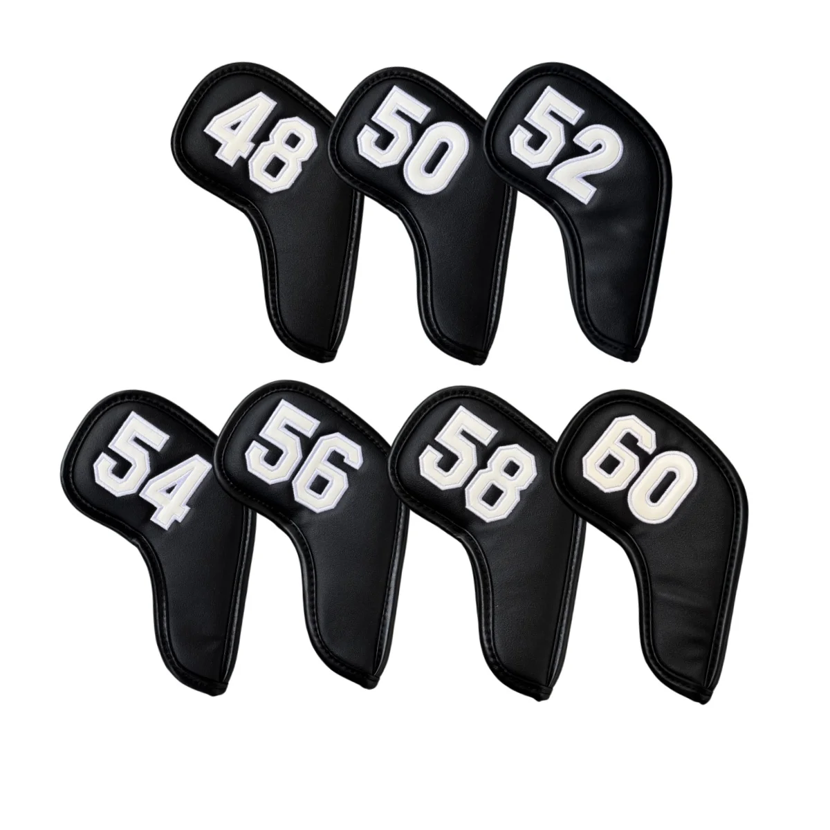 Pu Leather 48 50 52 54 56 58 60 Degree Golf Iron Club Head Cover Headcovers For Sand Wedges Big Number Long Neck Black/White