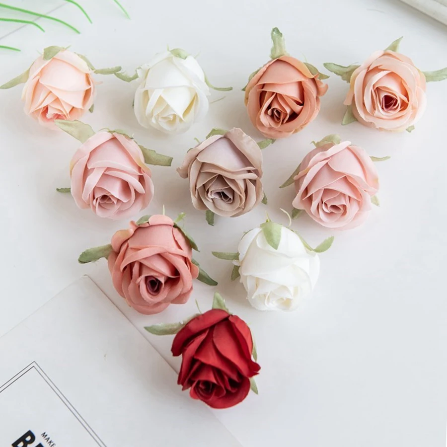 

100 Pieces Of Rose Head Household Wedding Supplies Decoration Craft Home Decor Christmas Wreath Scrapbook Silk Artificial Plants