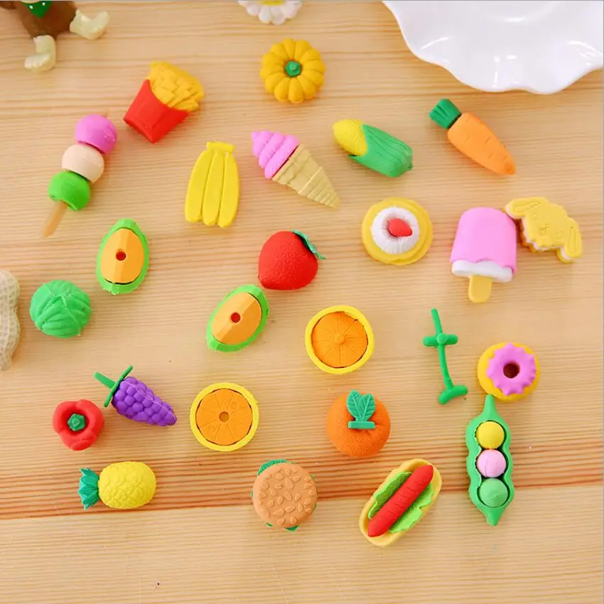 1 Pack Kawaii eraser Food fruit animal Eraser Set creative student supplies Special children Gifts Party Favor