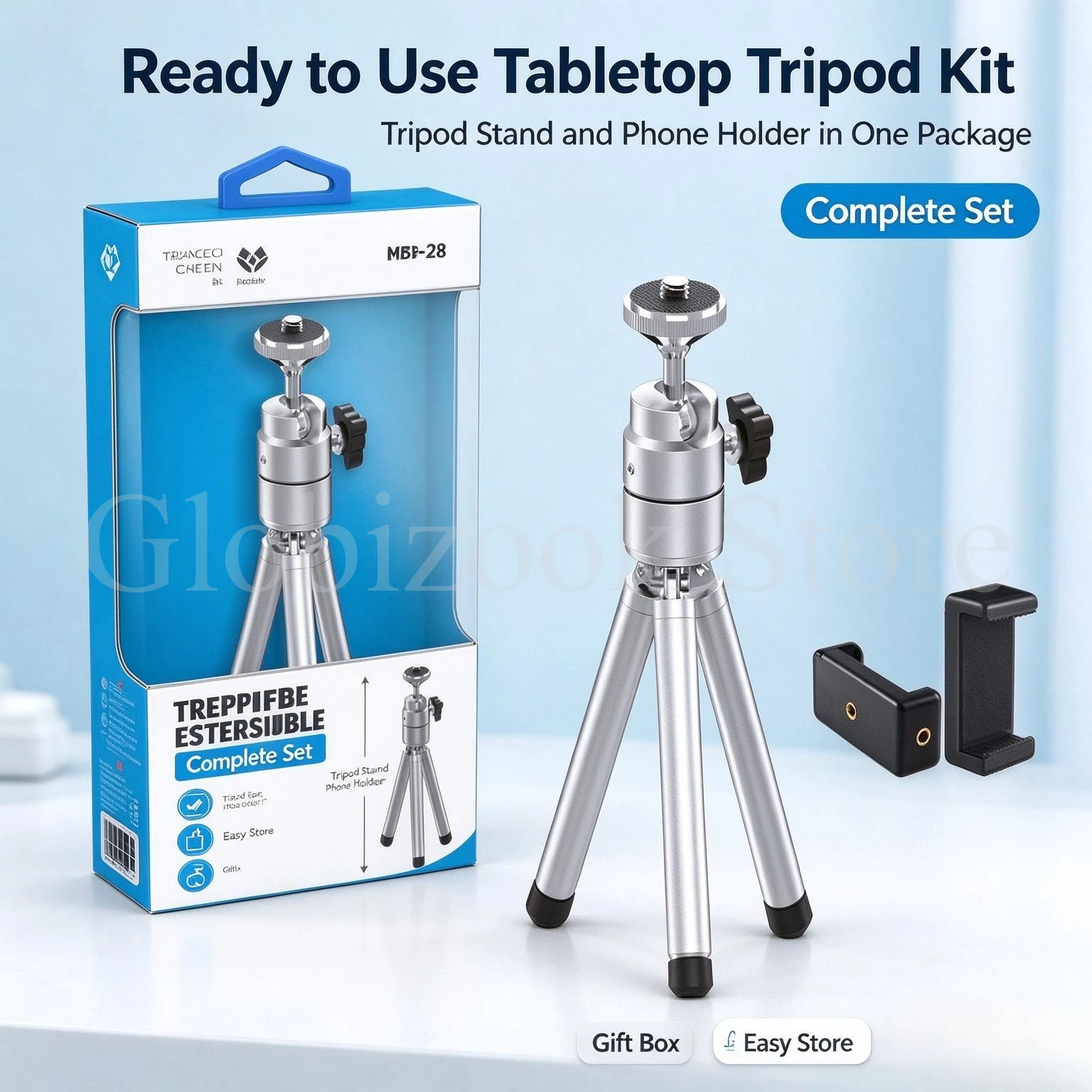 Mini treppiede allungabile in alluminio, supporto da tavolo per fotocamera con morsetto per smartphone, regolabile da 145 mm a 210 mm, ideale per selfie, vlog e riprese da tavolo.