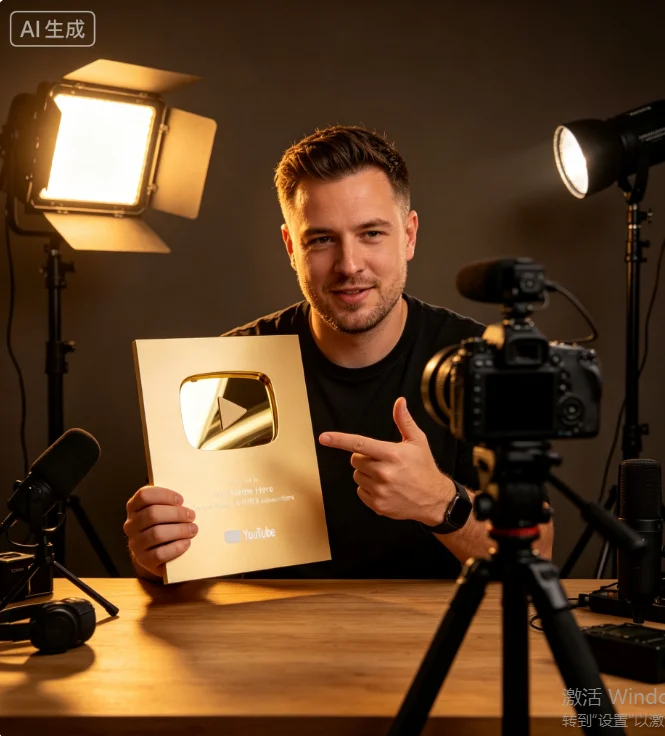 100K For YouTube Play Button Award Aluminum  Award Plaques Custom Gold For YouTube Creator Awards 2026