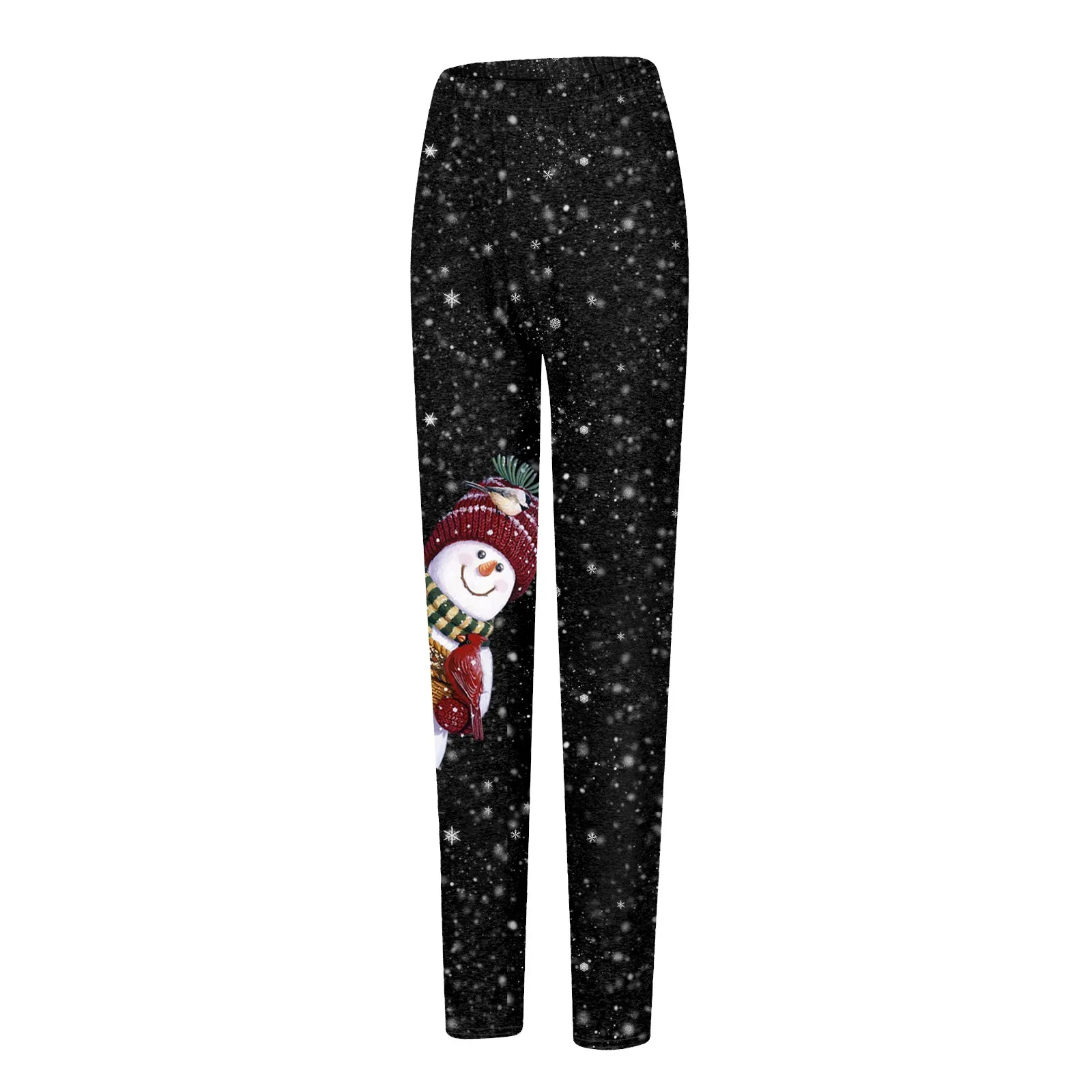 Women Christmas Leggings Elastic High Waist Skinny Santa Claus Snowman Printed Pants Autumn Winter Cute Comfortable Slim Bottoms