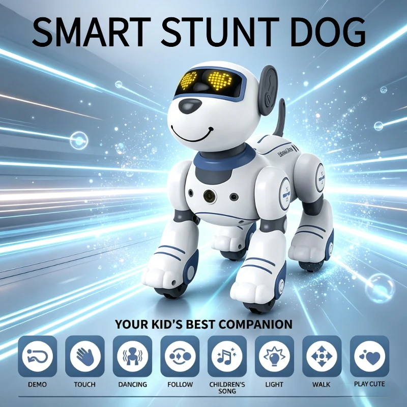 Smart Stunt Dog Electronic Stunt Voice Command Programmable Touch-sense Music Song Children's Toys