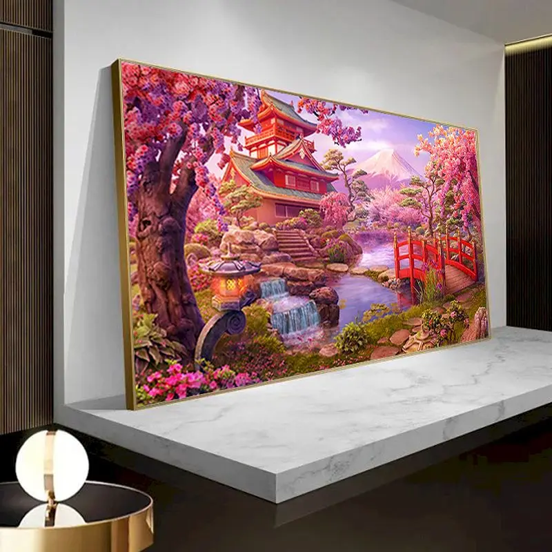 GATYZTORY Pictures By Numbers House Scenery Large Size Painting By Numbers Fuji Mountain On Canvas Diy Home Decoration Gift