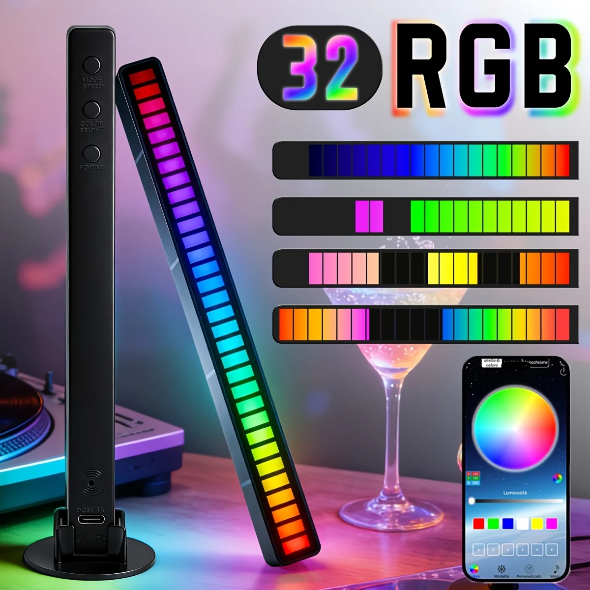 Creative RGB Voice-Activated Music Rhythm LED Ambient Light Colorful Pickup Light for Car Home Parties Travel Festivals