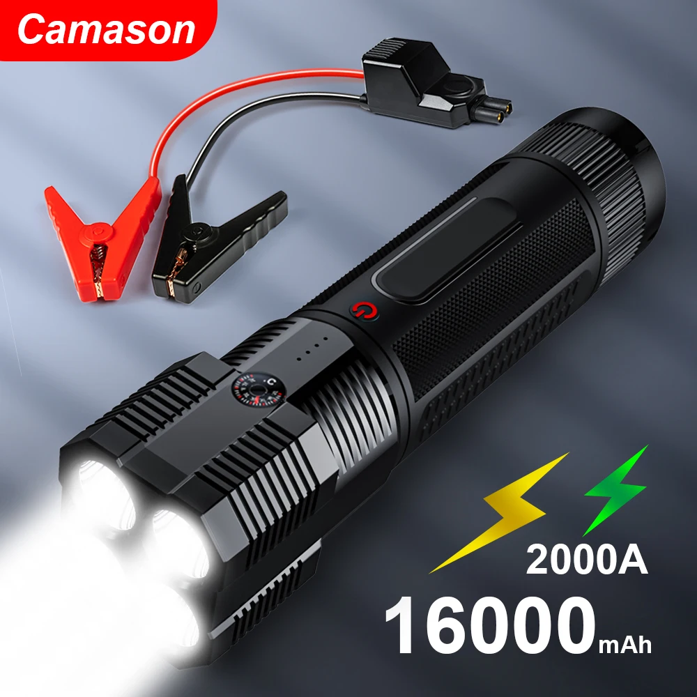 Camason-Car Jump Starter com lanterna, dispositivo de partida, Battery Power Bank, Auto Emergency Booster, Gasolina e Diesel Carregador