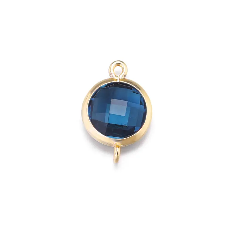 4PCS 18K Gold Color Round Colourful 2 holes Connect Charms High Quality Necklace Earrings Accessories Rosediy official-website
