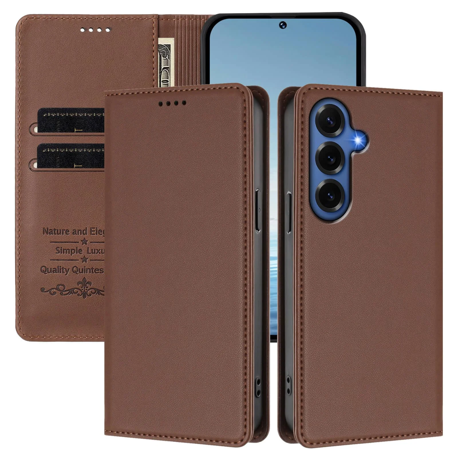 WEFOR Slim Magnetic Wallet Case for Samsung Galaxy S26 S25 Edge S24 S23 Ultra S24 S23 FE, RFID Card Slots, Flip Kickstand Cover