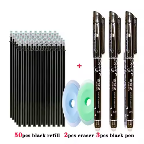55pcs/lot Erasable Gel Pen 0.5mm Refill Rod Magic Ink Erasable Pen Washable Handle Office School Writing Tools Kawaii Stationery - Image 7