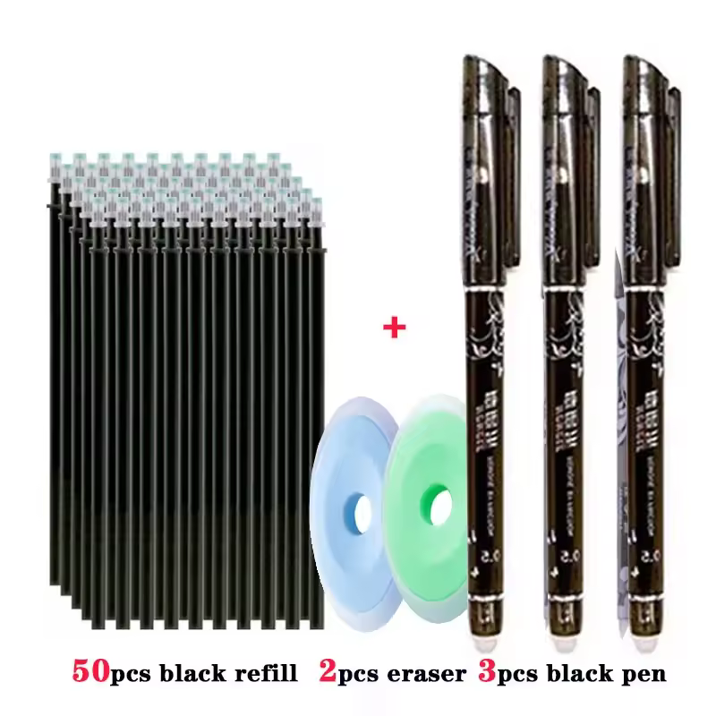 55pcs/lot Erasable Gel Pen 0.5mm Refill Rod Magic Ink Erasable Pen Washable Handle Office School Writing Tools Kawaii Stationery - Image 7