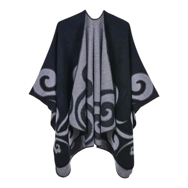 Women Shawl Wrap Poncho Winter Breathable Sweater Open Front Cape Soft Sweater Open Front Cape for Travel Party Date