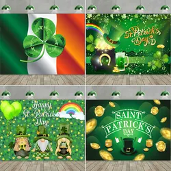 Happy St. Patrick’s Day Backdrop for Photography Clover Shamrock Hat Festival Party Portrait Photo Background Decor Prop