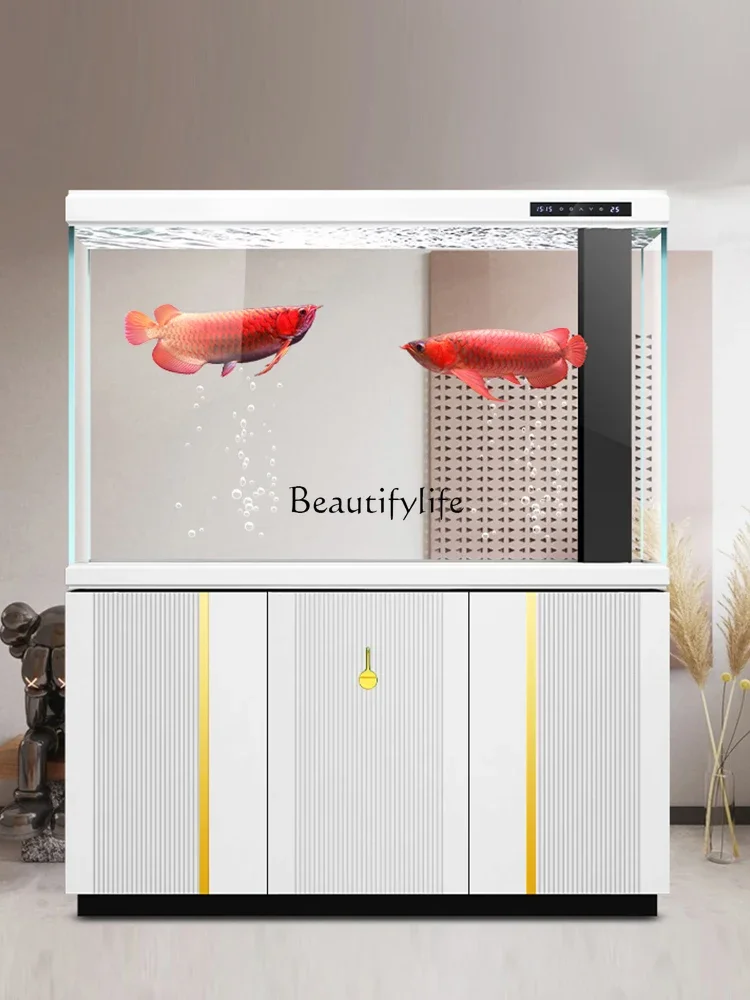 

yj9 Large Ultra-White Glass Bottom Filter Dragon Fish Tank Living Room Screen Floor Light Luxury Fish Globe Ecological Change