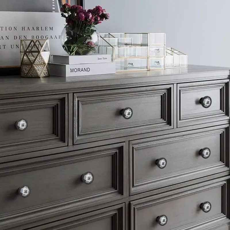 درج خزانة على الطراز الخزفي الأزرق المتوسطي من مادبورغ ، باب خزانة ملابس رعوي أوربي ، متعدد الاستخدامات ومحمول ، مقبض أبيض #5