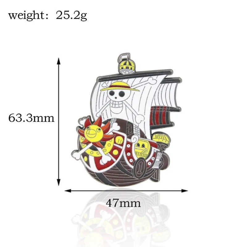 3 stks/set Anime Perifere Een Stuk Broche, Sleutelhanger, Piratenschip Hanger, Strohoed, Luffy Sunny, Wanli Sunshine, Verjaardagscadeau