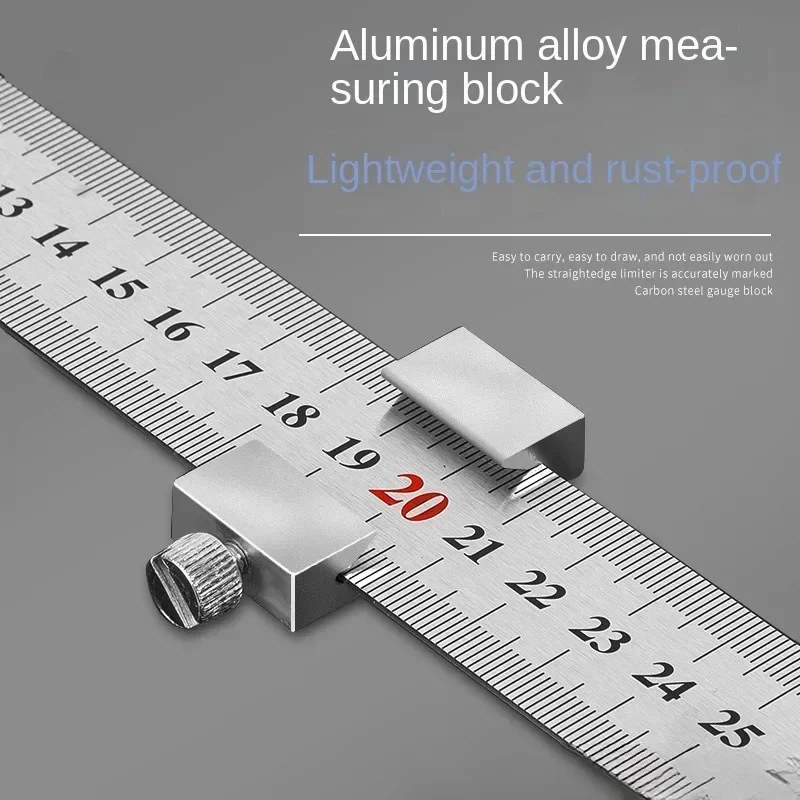 New Metal Carpenter Carpentry Square Woodworking Tools Carpentry Steel Ruler Positioning Limit Block Measuring Marking Gauge