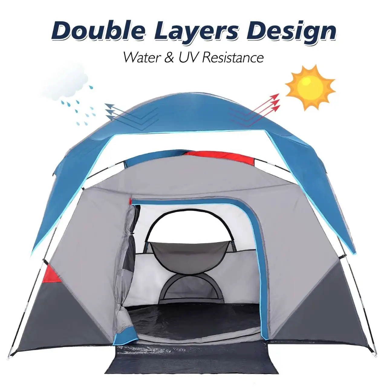 Camping Tent Outdoors Trip Tent Easy Set up Camping Tent 4 Person to 6 Person Sunshade For Hiking Backpacking Traveling Shelter