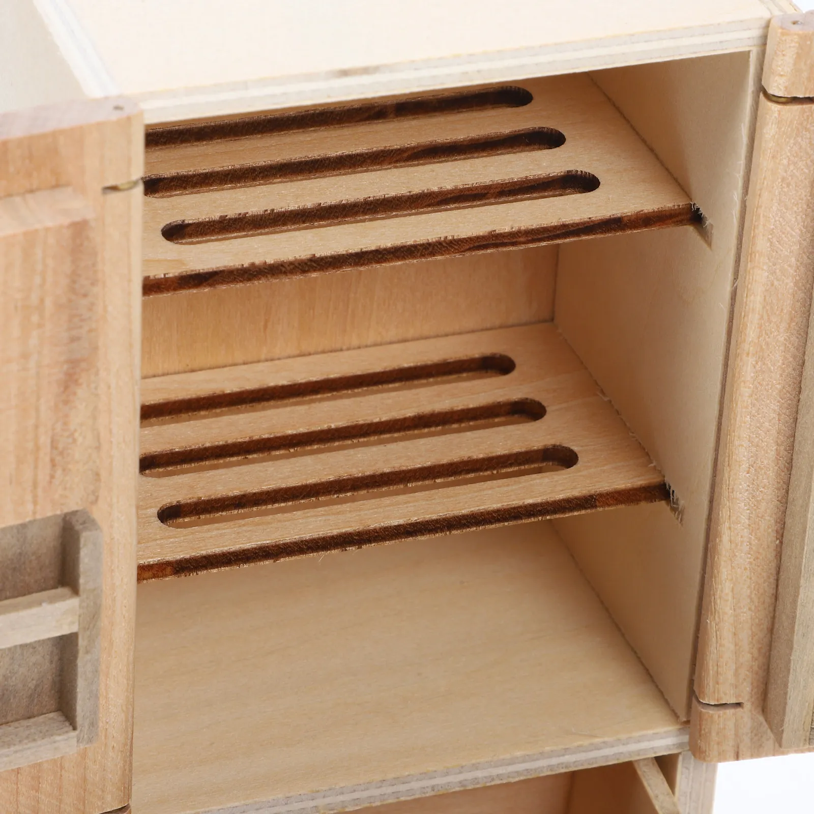 

Miniature Wood Refrigerator Unpainted Small Fridge for Dollhouse Mini Furniture Decoration Mini Cooling Refrigerator