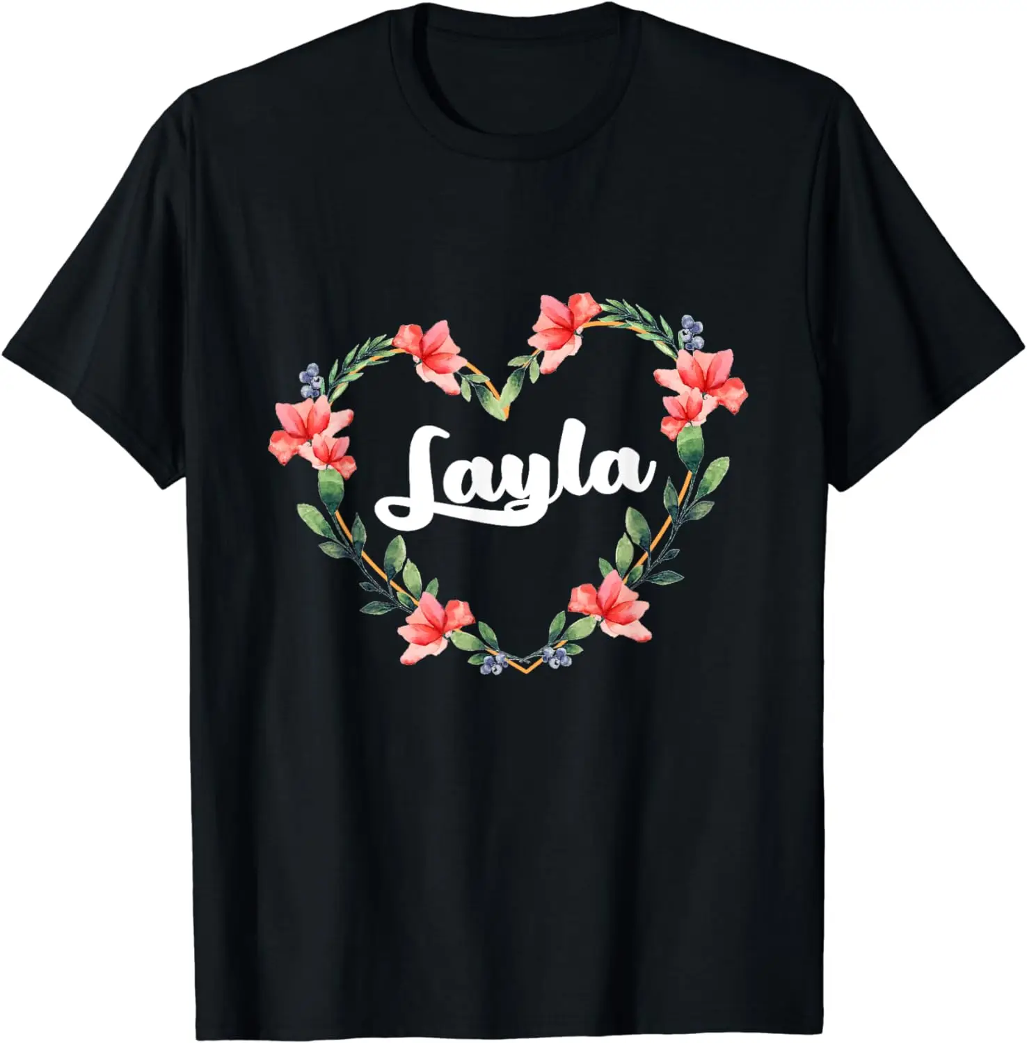 

Layla Flower Heart Personalized Name Layla T-Shirt