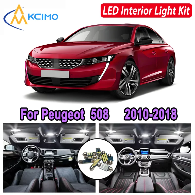 

Kcimo LED For Peugeot 508 (2010-2018) Premium Bright LED Interior Dome Map Trunk Light Kit Car Led Lamps Canbus Car LED Lights