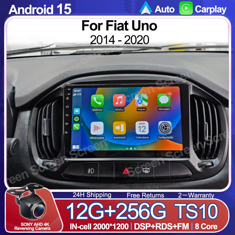 Android 15 For Fiat Uno 2014 - 2020 Car Radio Multimedia Video Player Bluetooth Mirror Link Touch Screen 2 din RDS DSP 5G WIFI