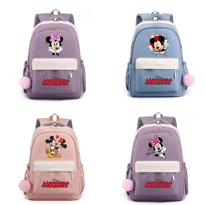 

Disney Mickey Minnie Mouse Women's Backpacks Kids Teenager SchoolBags High Capacity Girl's Book Bags Travel Knapsack Mochila