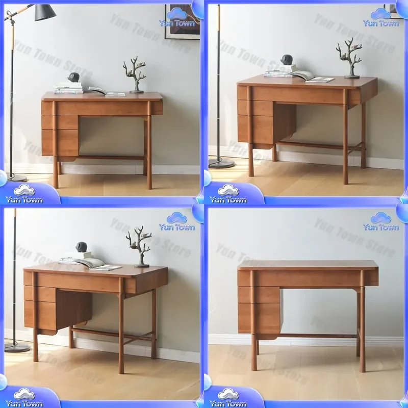 Nordic Solid Wood Desk for Study Computer Writing Table for Small Apartment Home Office Japanese Style Medieval Full Solid