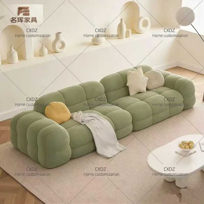 Retro Cream Cute Fabric Sofa Removable Washable Cover Light Luxury Style Living Room Furniture for Villa Home Decor