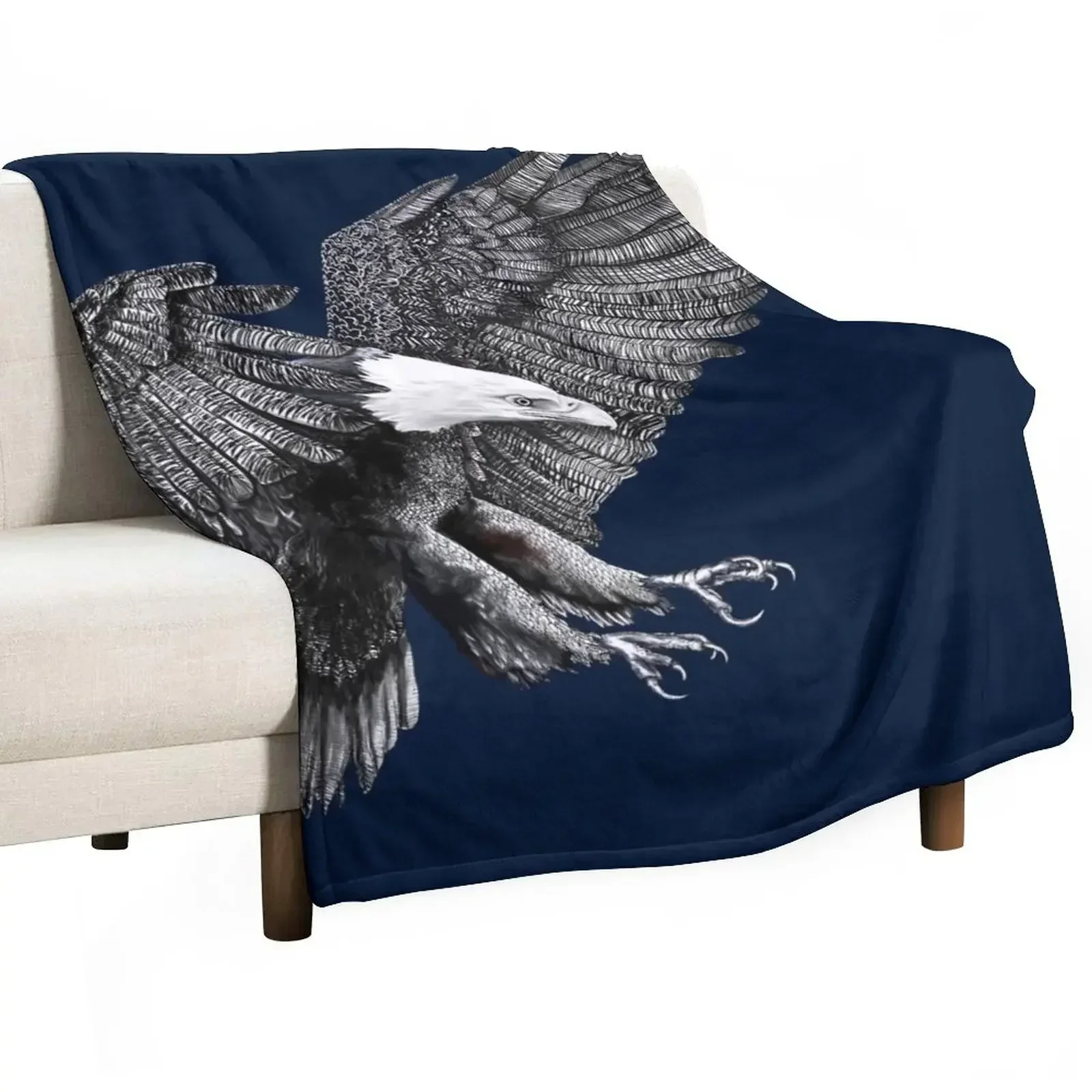 BALD EAGLE - black and white sea eagle shirt Throw Blanket for winter Furry Polar Blankets