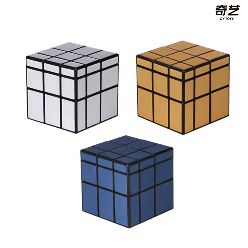 Qiyi-ミラー付きマジックキューブ3x3x3,パズル,スピード,赤ちゃん,子供のおもちゃ,ゴールドとシルバーのステッカー