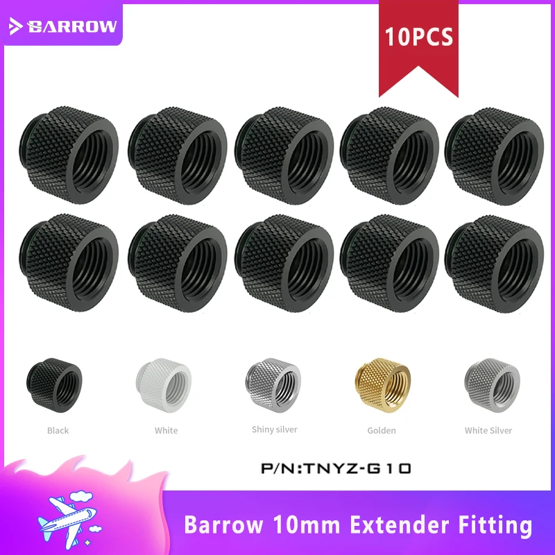 

Barrow 10pcs Fitting Kit 10mm Barrow Extender Male To Female G1/4 Liquid Cooling System PC Water Cooling Fittings, TNYZ-G10