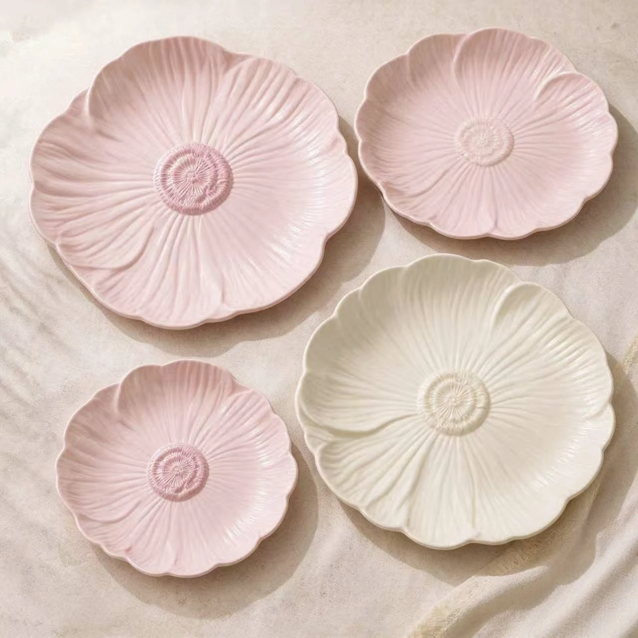 Gentle cream-style floral tableware plates for home afternoon tea