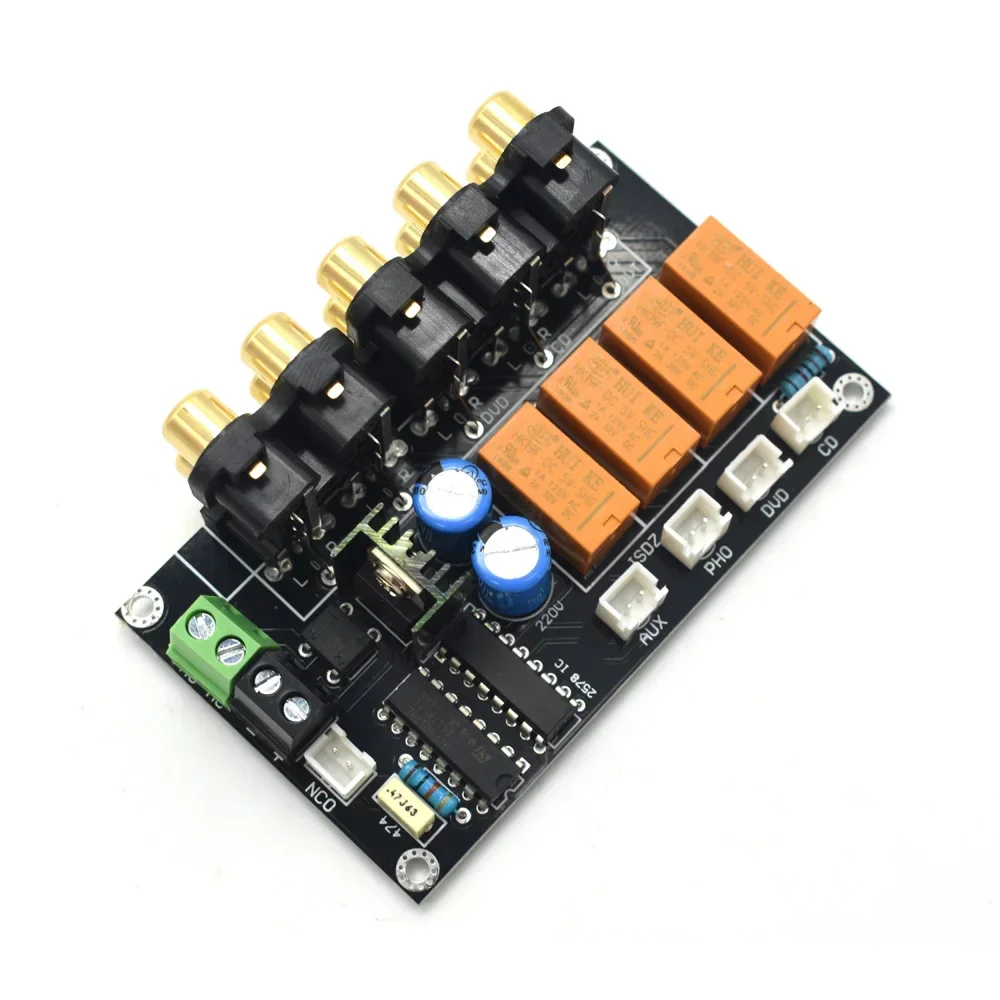 LUSYA-placa de selección de entrada de interruptor de Audio de 4 vías, botón táctil, entrada CC o CA, placa de conmutación de fuente estéreo de 2,0 canales