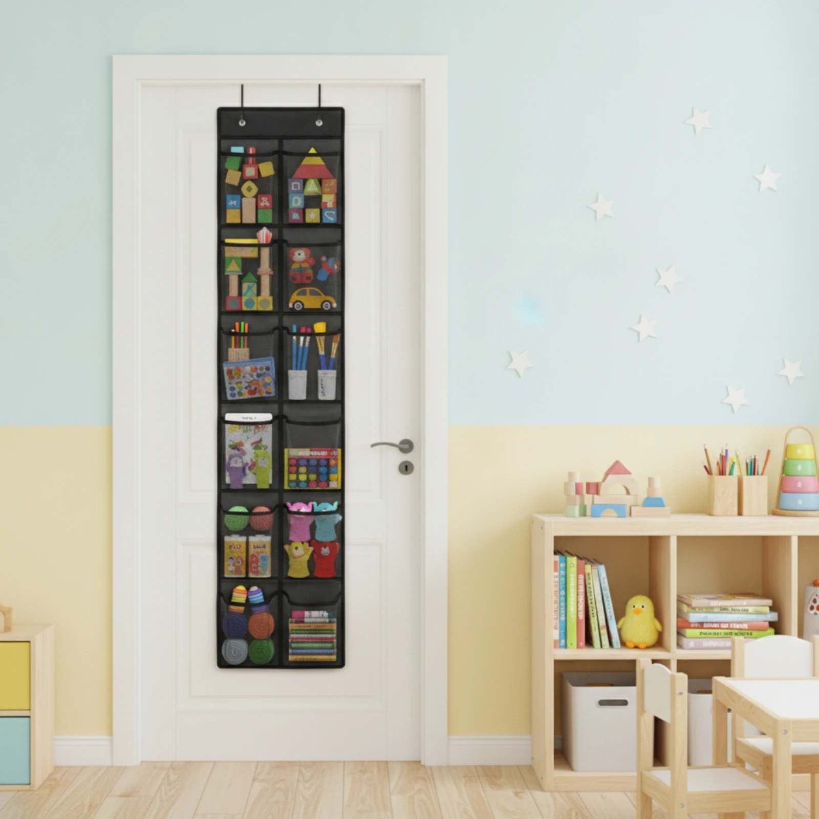 Hanging Storage Organizer with Mesh Pockets Visible over-the-Door Hanging Organizer Compact Long-Lasting for Closet, Dorm Room