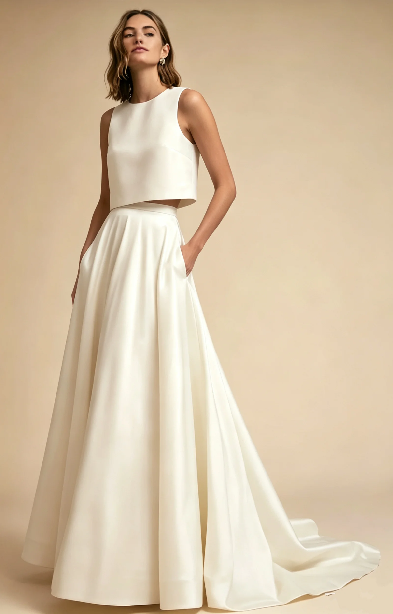 Satin Bridal Detachable Train Wedding Removable Skirt With Pockets For Wedding Formal Party Bridal Overskirts Customized 2026