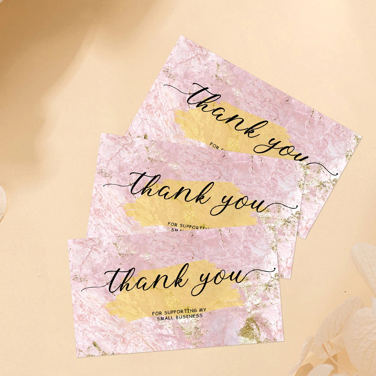 50pcs Thank You Card for Supporting My Small Business Cardstock Thank You Cards for Gift Packaging Party Wedding Invitation Card