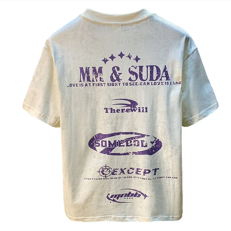 Retro Design T-shirt for Men 2025 Summer New Style Nostalgic Printed Trendy Street Fashion Casual Short Sleeve Top