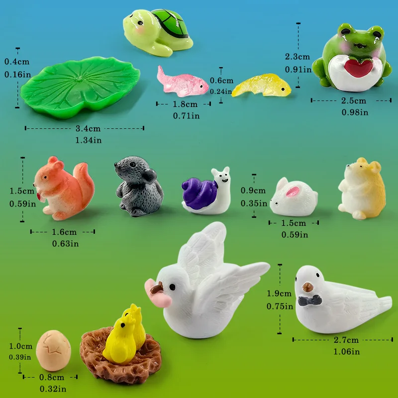 20Pcs Christmas Capybara Flamingo Toucan Pelican Fox Rabbit Pig Cat Frog Figurine Miniature Fairy Garden Decoration Accessories