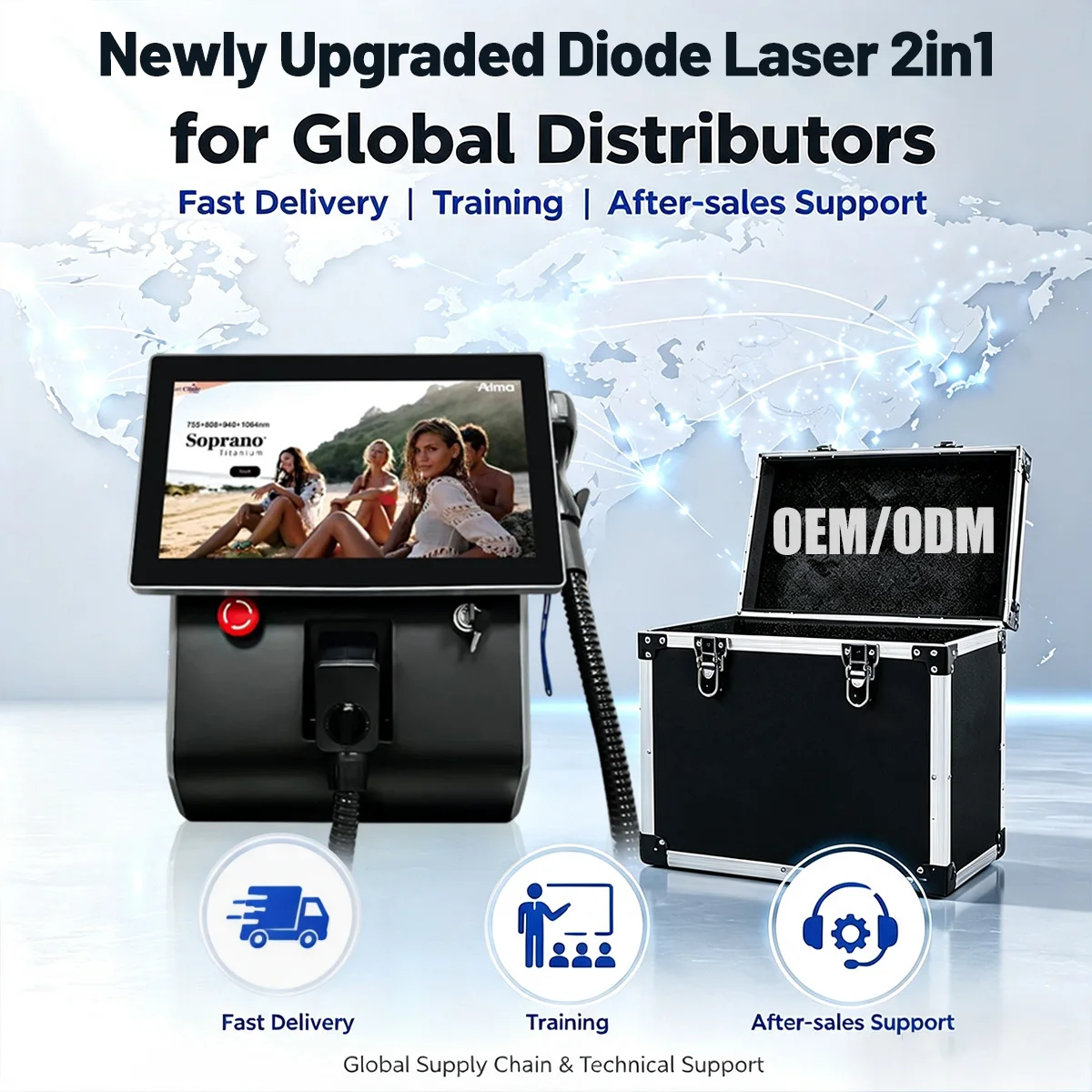 Professional Diode Laser Hair Removal Multi‑Wavelength Ice‑Cooling Permanent Hair Remover Beauty Salon Clinic Custom Logo Offer